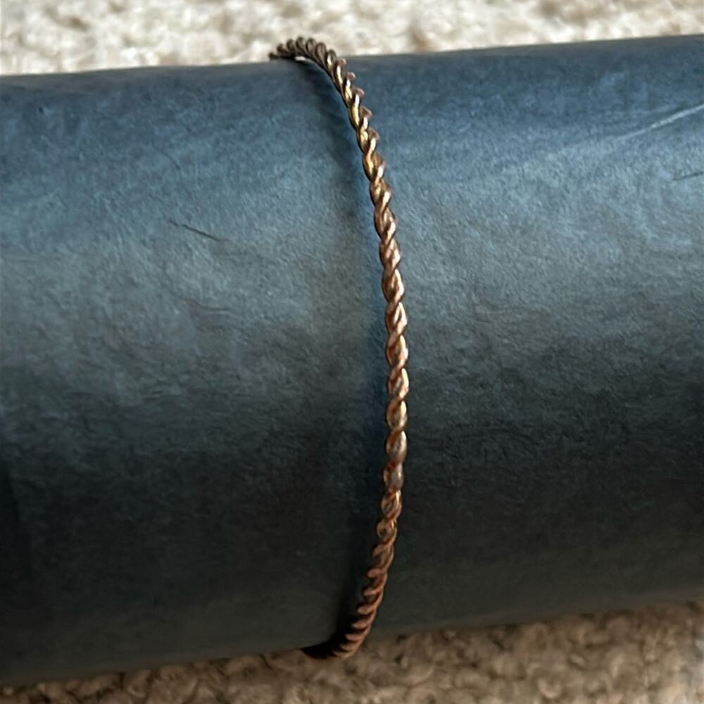 Women’s vintage dainty bronze twisted wire bangle‎ bracelet one size